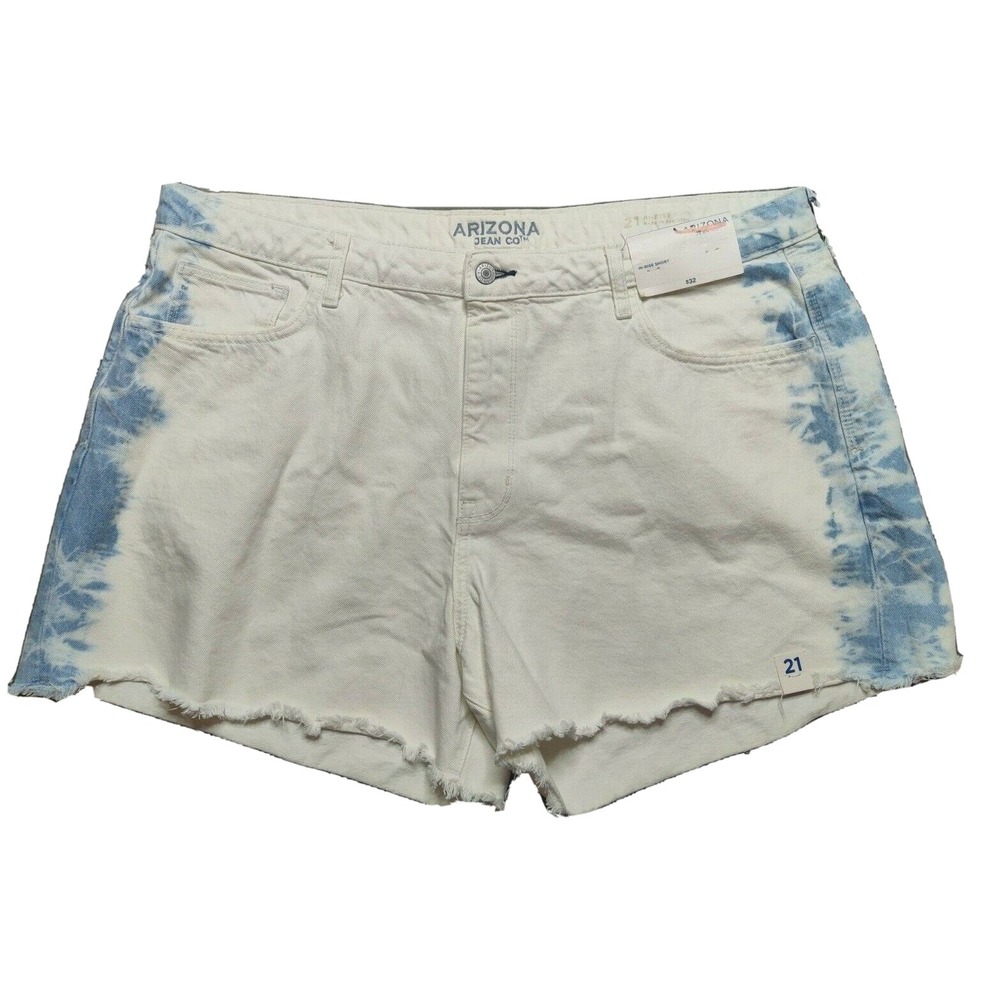 Arizona Jeans Juniors Size 21 Tiburon Bleach White‎ 4" Cutoff Denim Shorts  NEW